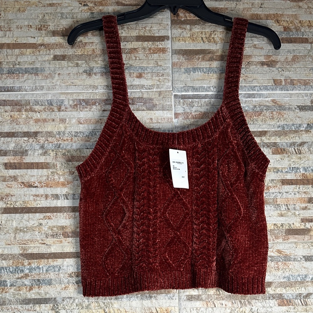Derek Heart Burgundy Knit Tank Top